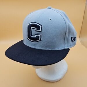 UCONN Huskies Hat Cap New Era Fitted Size 7 1/4 Connecticut Gray Navy Blue Logo